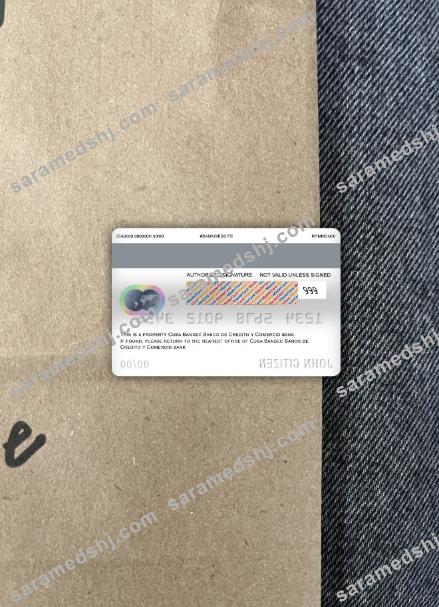 Cuba Bandec banco de credito y comercio bank master debit card photolook back